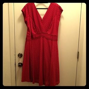 Raspberry knit overlay dress